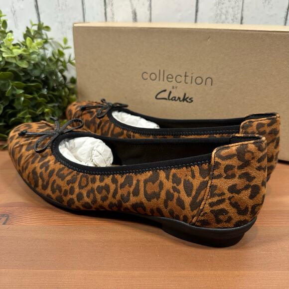 Clarks Collection Sara Aster Leopard Leather Ballet Flats Wide Width Size 7.5 - Picture 7 of 9